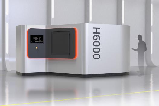 3) The H6000 takes parts up to 500 x 500 x 350mm and can handle the part feed from up to four AM-printers at a rate of up to 100 parts per hour