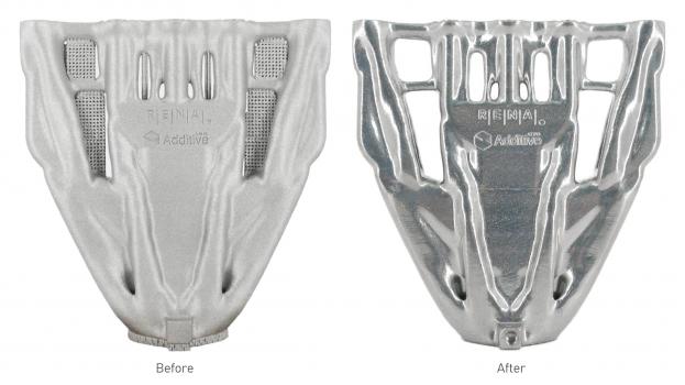 3) Removing support structures and surface finishing 3D printed metal parts - before and after processing