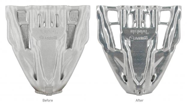 3) Removing support structures and surface finishing 3D printed metal parts - before and after processing
