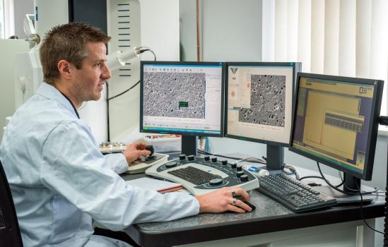 3) Using a scanning electron microscope, compositional analysis of coatings and materials is undertaken